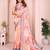 Orange linen cotton floral printed casual saree with matching blouse piece