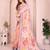 Orange linen cotton floral printed casual saree with matching blouse piece