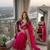 Rani pink silk blend embroidered saree with sequins work