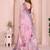 Purple linen cotton floral printed casual saree with matching blouse piece