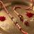 set of 2 multicolor artificial stones & beads bhaiya bhabhi rakhi with roli chawal