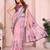 Purple linen cotton floral printed casual saree with matching blouse piece