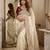 Beige silk blend embroidered saree with sequins work
