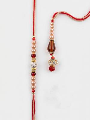 set of 2 multicolor artificial stones & beads bhaiya bhabhi rakhi with roli chawal 4