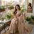 Beige silk blend embroidered saree with sequins work