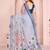Blue linen cotton floral printed casual saree with matching blouse piece