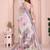 Multicolor linen cotton floral printed casual saree with matching blouse piece