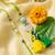set of 2 green & yellow beaded heart shape bhaiya bhabhi rakhi with roli chawal