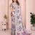 Grey linen cotton floral printed casual saree with matching blouse piece