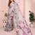 Grey linen cotton floral printed casual saree with matching blouse piece