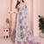 Grey linen cotton floral printed casual saree with matching blouse piece