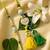 set of 2 green & yellow beaded heart shape bhaiya bhabhi rakhi with roli chawal