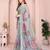 Multicolor linen cotton floral printed casual saree with matching blouse piece