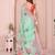 Green linen cotton floral printed casual saree with matching blouse piece