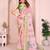Pink linen cotton floral printed casual saree with matching blouse piece