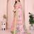 Pink linen cotton floral printed casual saree with matching blouse piece