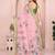 Pink linen cotton floral printed casual saree with matching blouse piece