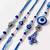 set of 4 designer blue evil eye thread rakhi with roli chawal chandan mishri