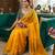 Yellow silk blend embroidered saree with sequins work