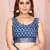Blue linen cotton floral printed casual saree with matching blouse piece
