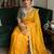 Yellow silk blend embroidered saree with sequins work