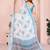 Blue linen cotton floral printed casual saree with matching blouse piece
