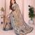 Brown linen cotton floral printed casual saree with matching blouse piece