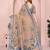 Brown linen cotton floral printed casual saree with matching blouse piece