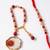 set of 2 gold toned red artificial beads bhaiya bhabhi rakhi with roli chawal chandan