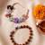 set of 2 rudraksh & seven chakra chip bracelet rakhi with roli chawal chandan mishri