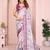 Wine linen cotton floral printed casual saree with matching blouse piece