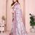 Wine linen cotton floral printed casual saree with matching blouse piece