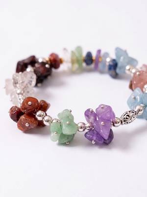set of 2 rudraksh & seven chakra chip bracelet rakhi with roli chawal chandan mishri 4