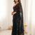 Black art silk embroidered saree with sequins work