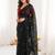 Black art silk embroidered saree with sequins work