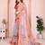 Orange linen cotton floral printed casual saree with matching blouse piece
