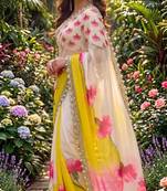 multicolor georgette printed saree with floral print