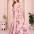 Pink linen cotton floral printed casual saree with matching blouse piece