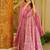 Floral printed muslin square neck pink anarkali set
