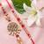 set of 2 gold toned artificial stones & beads bhaiya bhabhi rakhi with roli chawal