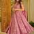 Floral printed muslin square neck pink anarkali set