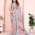 Multicolor linen cotton floral printed casual saree with matching blouse piece