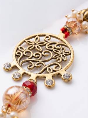 set of 2 gold toned artificial stones & beads bhaiya bhabhi rakhi with roli chawal 4