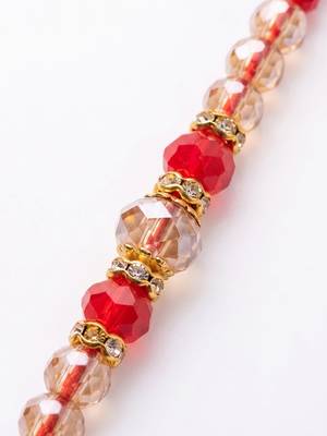 set of 2 gold toned artificial stones & beads bhaiya bhabhi rakhi with roli chawal 5