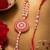 set of 2 gold toned pearls & beads round shape bhaiya bhabhi rakhi with roli chawal