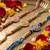 set of 3 floral design multicolor artificial beads thread rakhi with roli chawal