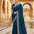 teal georgette embroidered saree with thread work
