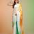 TRICOLOR silk blend printed saree with abstract print