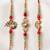 set of 3 artificial stones & beads decorative thread rakhi with roli chawal chandan