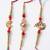 set of 3 artificial stones & beads decorative thread rakhi with roli chawal chandan